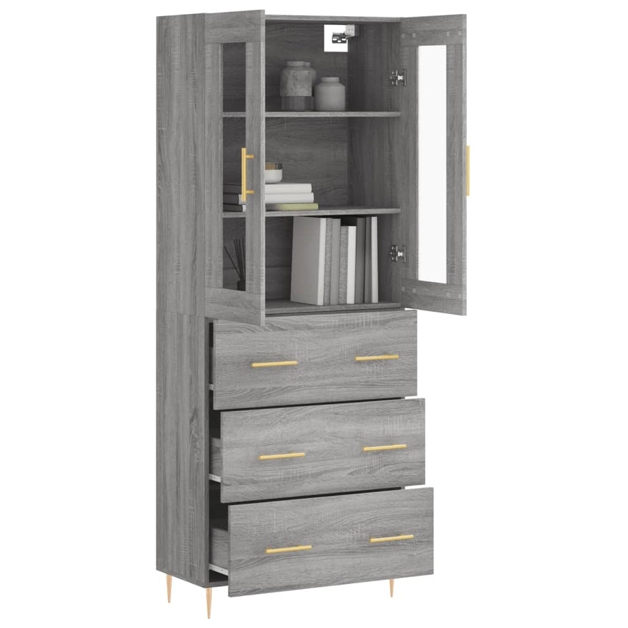 Hoge Kast 69,5X34X180 Cm Bewerkt Hout Grijs Sonoma Eikenkleurig