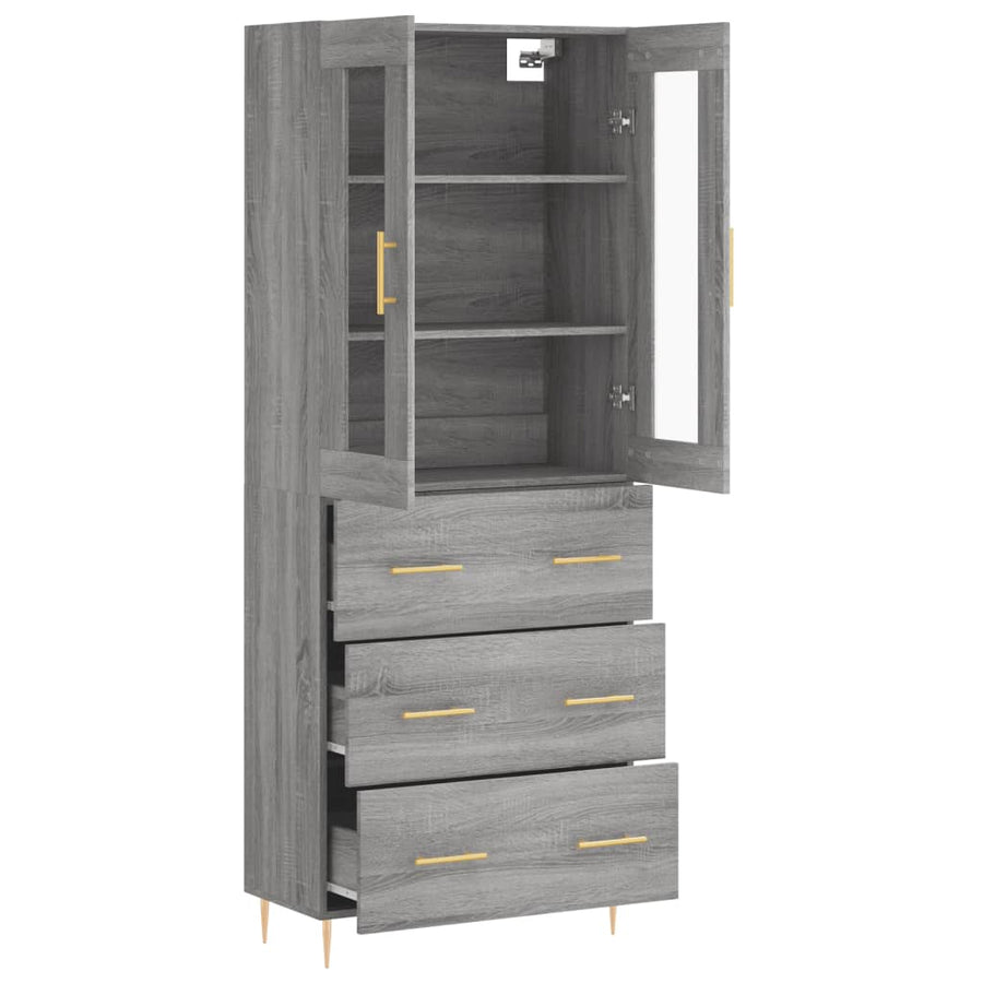 Hoge Kast 69,5X34X180 Cm Bewerkt Hout Grijs Sonoma Eikenkleurig