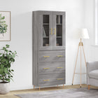 Hoge kast 69,5x34x180 cm bewerkt hout grijs sonoma