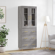 Hoge kast 69,5x34x180 cm bewerkt hout grijs sonoma