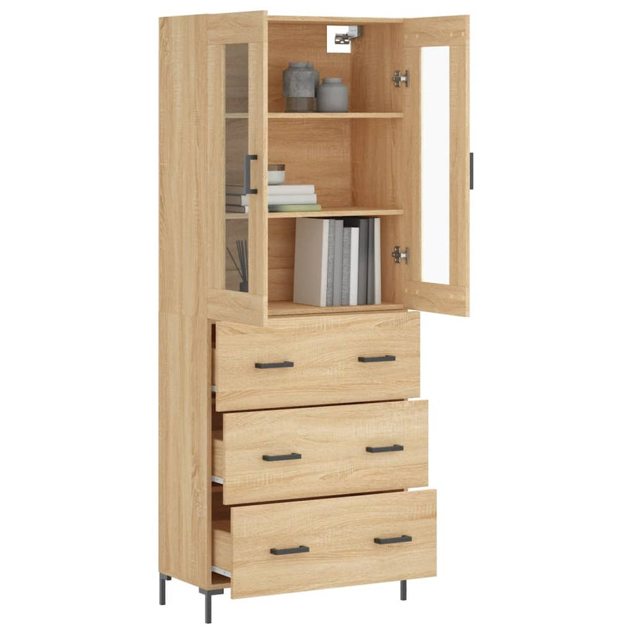 Hoge Kast 69,5X34X180 Cm Bewerkt Hout Sonoma Eikenkleurig