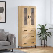 Hoge kast 69,5x34x180 cm bewerkt hout sonoma eiken