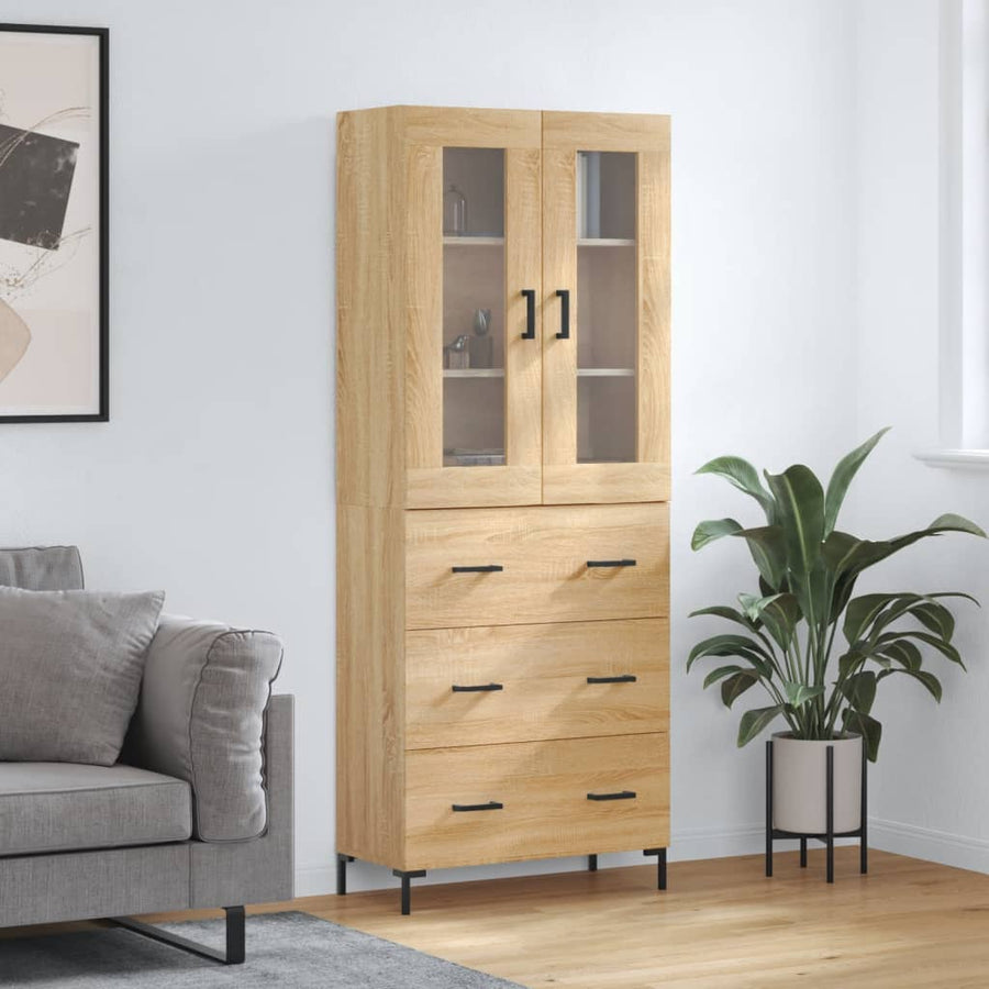 Hoge Kast 69,5X34X180 Cm Bewerkt Hout Sonoma Eikenkleurig