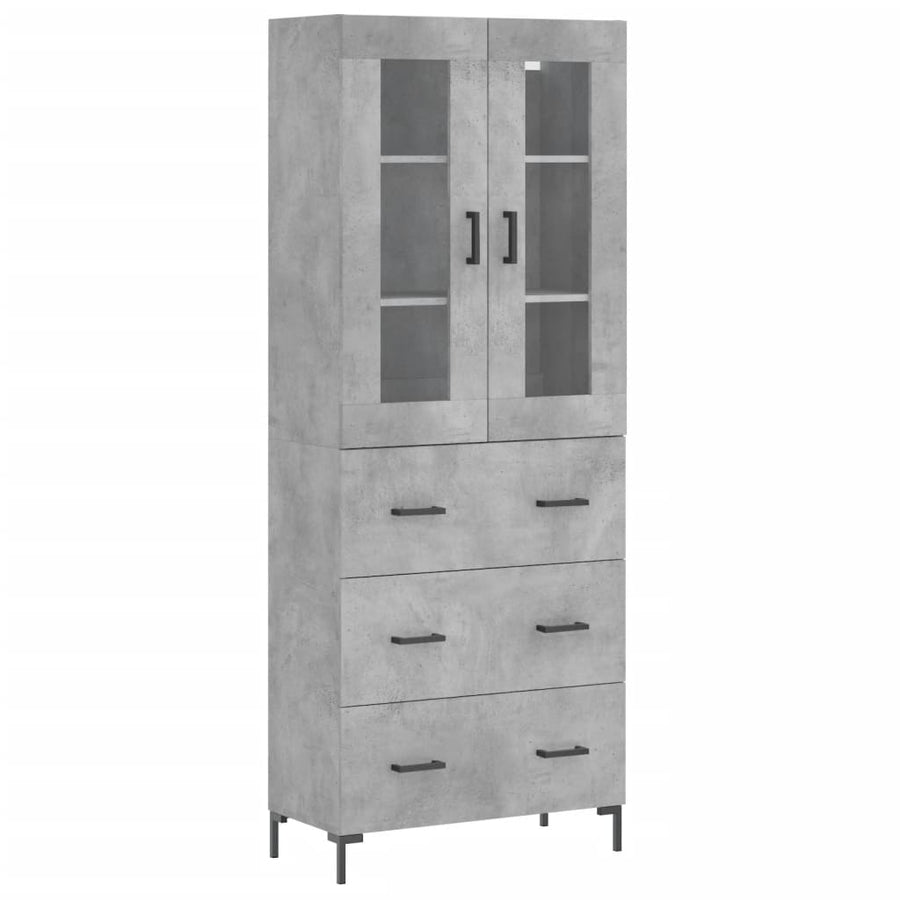 Hoge Kast 69,5X34X180 Cm Bewerkt Hout Betongrijs