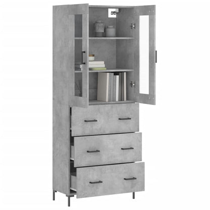 Hoge Kast 69,5X34X180 Cm Bewerkt Hout Betongrijs