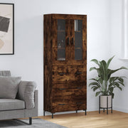 Hoge kast 69,5x34x180 cm bewerkt hout gerookt eiken