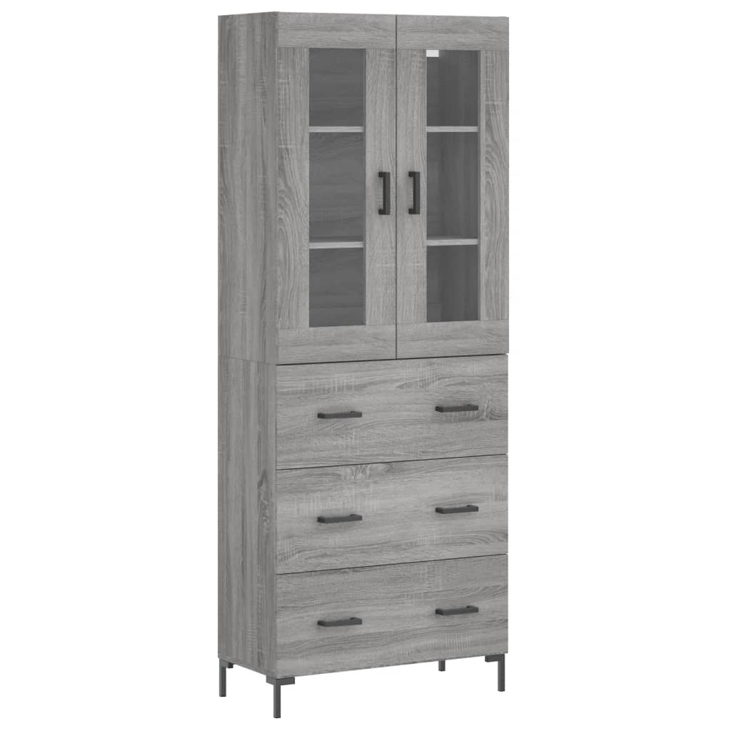 Hoge Kast 69,5X34X180 Cm Bewerkt Hout Eikenkleurig Grijs sonoma