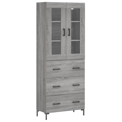 Hoge Kast 69,5X34X180 Cm Bewerkt Hout Eikenkleurig Grijs sonoma