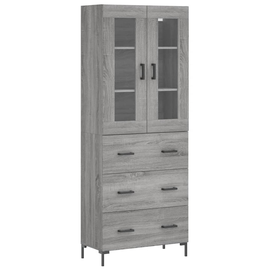 Hoge Kast 69,5X34X180 Cm Bewerkt Hout Eikenkleurig Grijs sonoma