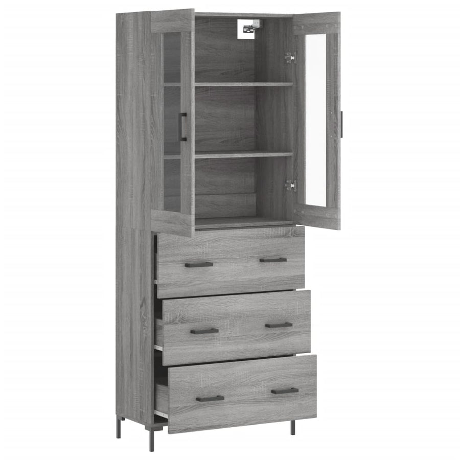 Hoge Kast 69,5X34X180 Cm Bewerkt Hout Eikenkleurig Grijs sonoma