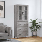 Hoge kast 69,5x34x180 cm bewerkt hout grijs