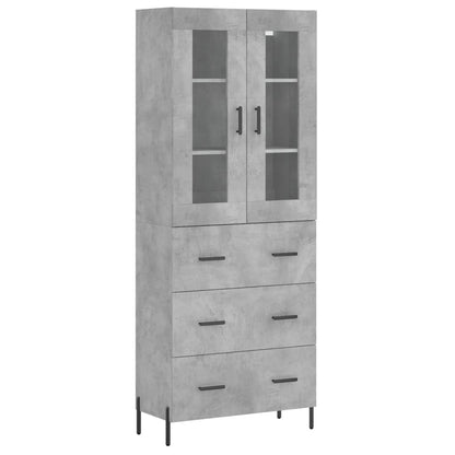 Hoge Kast 69,5X34X180 Cm Bewerkt Hout Betongrijs