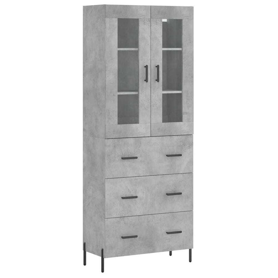 Hoge Kast 69,5X34X180 Cm Bewerkt Hout Betongrijs
