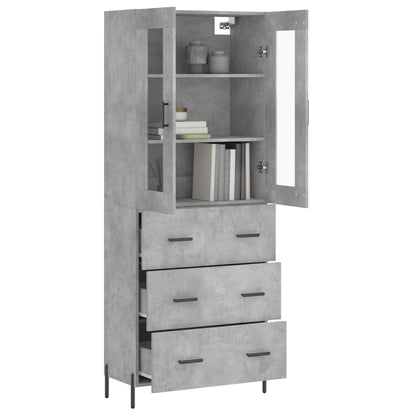 Hoge Kast 69,5X34X180 Cm Bewerkt Hout Betongrijs