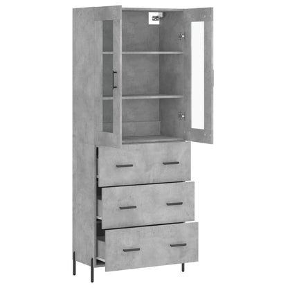 Hoge Kast 69,5X34X180 Cm Bewerkt Hout Betongrijs