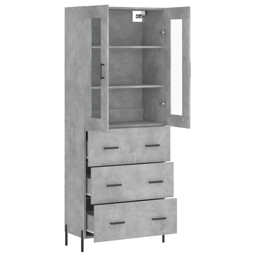 Hoge Kast 69,5X34X180 Cm Bewerkt Hout Betongrijs