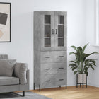 Hoge kast 69,5x34x180 cm bewerkt hout betongrijs
