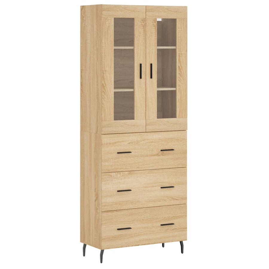 Hoge Kast 69,5X34X180 Cm Bewerkt Hout Kleurig Sonoma eiken