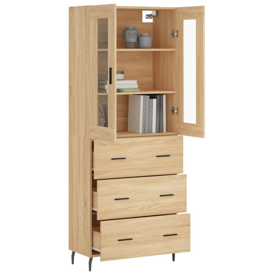 Hoge Kast 69,5X34X180 Cm Bewerkt Hout Kleurig Sonoma eiken