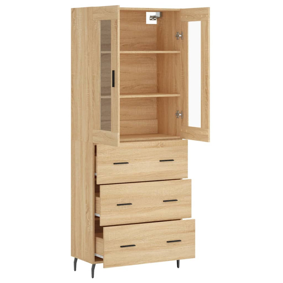 Hoge Kast 69,5X34X180 Cm Bewerkt Hout Kleurig Sonoma eiken