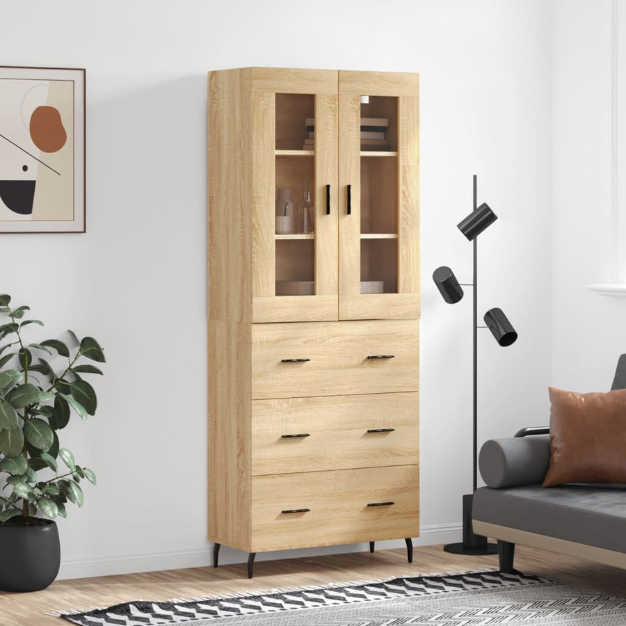 Hoge Kast 69,5X34X180 Cm Bewerkt Hout Kleurig Sonoma eiken