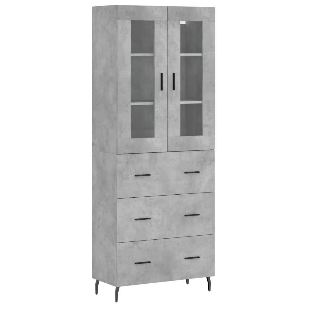 Hoge Kast 69,5X34X180 Cm Bewerkt Hout Betongrijs