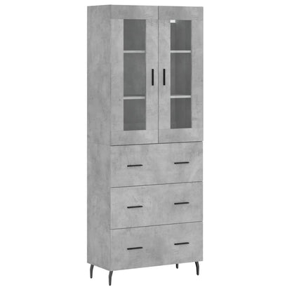 Hoge Kast 69,5X34X180 Cm Bewerkt Hout Betongrijs