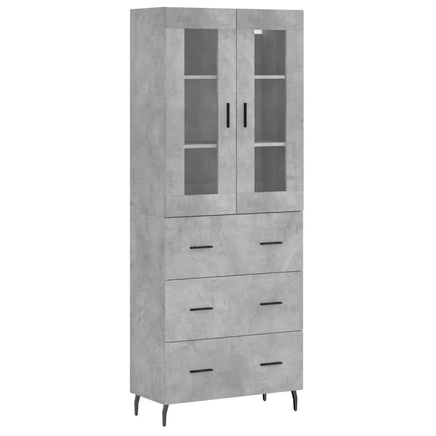 Hoge Kast 69,5X34X180 Cm Bewerkt Hout Betongrijs