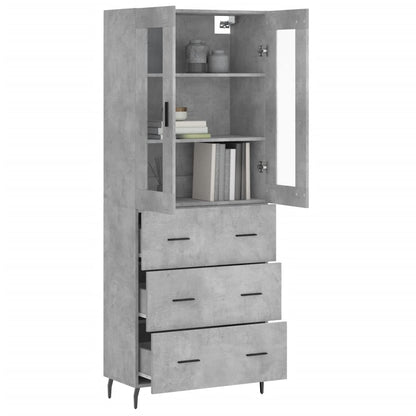 Hoge Kast 69,5X34X180 Cm Bewerkt Hout Betongrijs