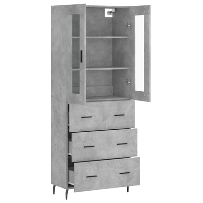 Hoge Kast 69,5X34X180 Cm Bewerkt Hout Betongrijs