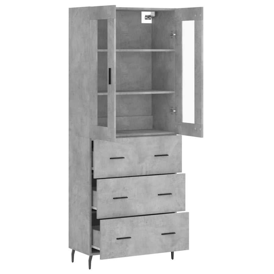 Hoge Kast 69,5X34X180 Cm Bewerkt Hout Betongrijs