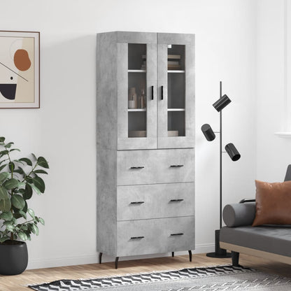 Hoge Kast 69,5X34X180 Cm Bewerkt Hout Betongrijs