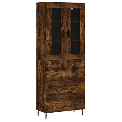 Hoge Kast 69,5X34X180 Cm Bewerkt Hout Kleurig Gerookt eiken
