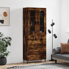 Hoge kast 69,5x34x180 cm bewerkt hout gerookt eiken