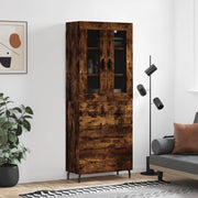 Hoge kast 69,5x34x180 cm bewerkt hout gerookt eiken