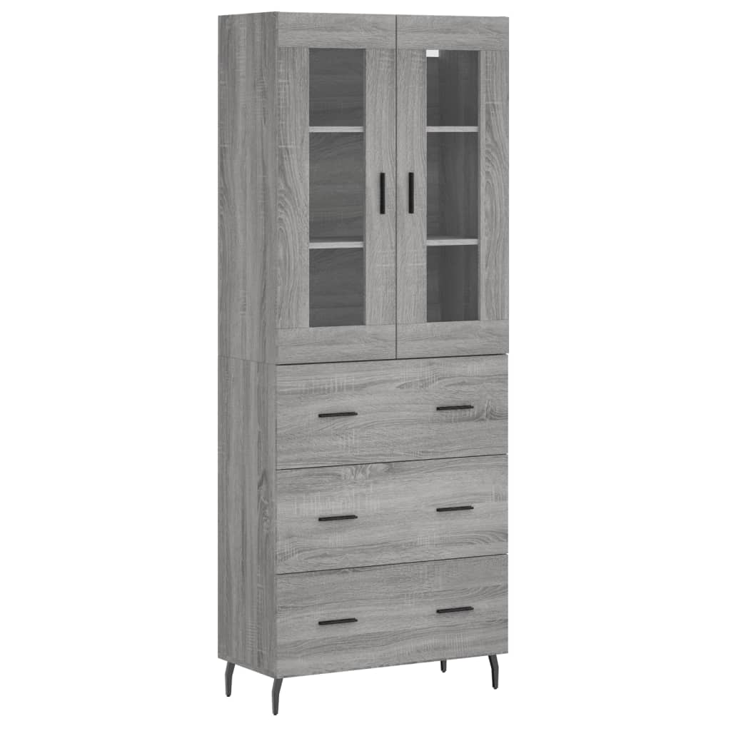 Hoge Kast 69,5X34X180 Cm Bewerkt Hout Eikenkleurig Grijs sonoma