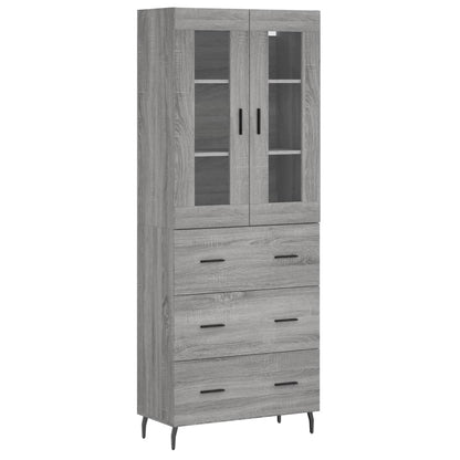 Hoge Kast 69,5X34X180 Cm Bewerkt Hout Eikenkleurig Grijs sonoma