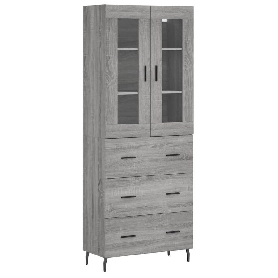 Hoge Kast 69,5X34X180 Cm Bewerkt Hout Eikenkleurig Grijs sonoma