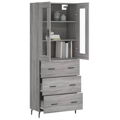 Hoge Kast 69,5X34X180 Cm Bewerkt Hout Eikenkleurig Grijs sonoma