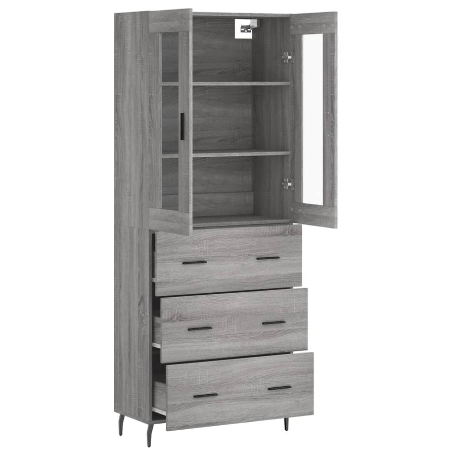 Hoge Kast 69,5X34X180 Cm Bewerkt Hout Eikenkleurig Grijs sonoma