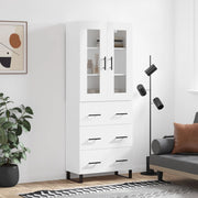 Hoge kast 69,5x34x180 cm bewerkt hout wit