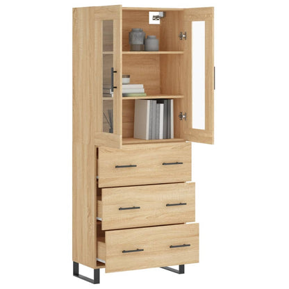 Hoge kast 69,5x34x180 cm bewerkt hout sonoma eikenkleurig