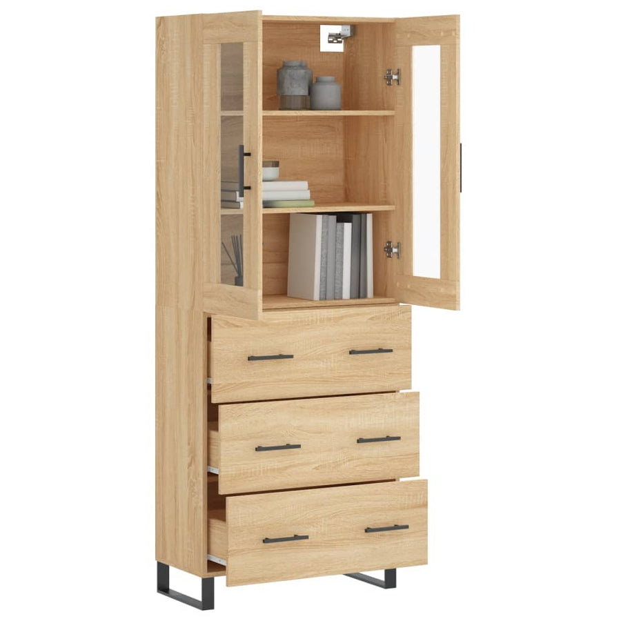 Hoge kast 69,5x34x180 cm bewerkt hout sonoma eikenkleurig