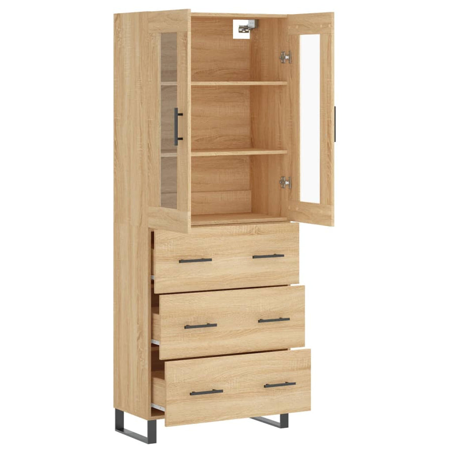 Hoge kast 69,5x34x180 cm bewerkt hout sonoma eikenkleurig