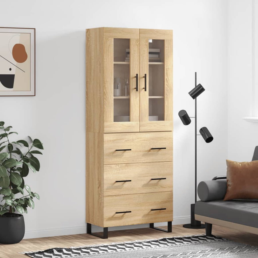 Hoge kast 69,5x34x180 cm bewerkt hout sonoma eikenkleurig
