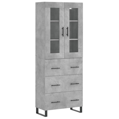Hoge Kast 69,5X34X180 Cm Bewerkt Hout Betongrijs