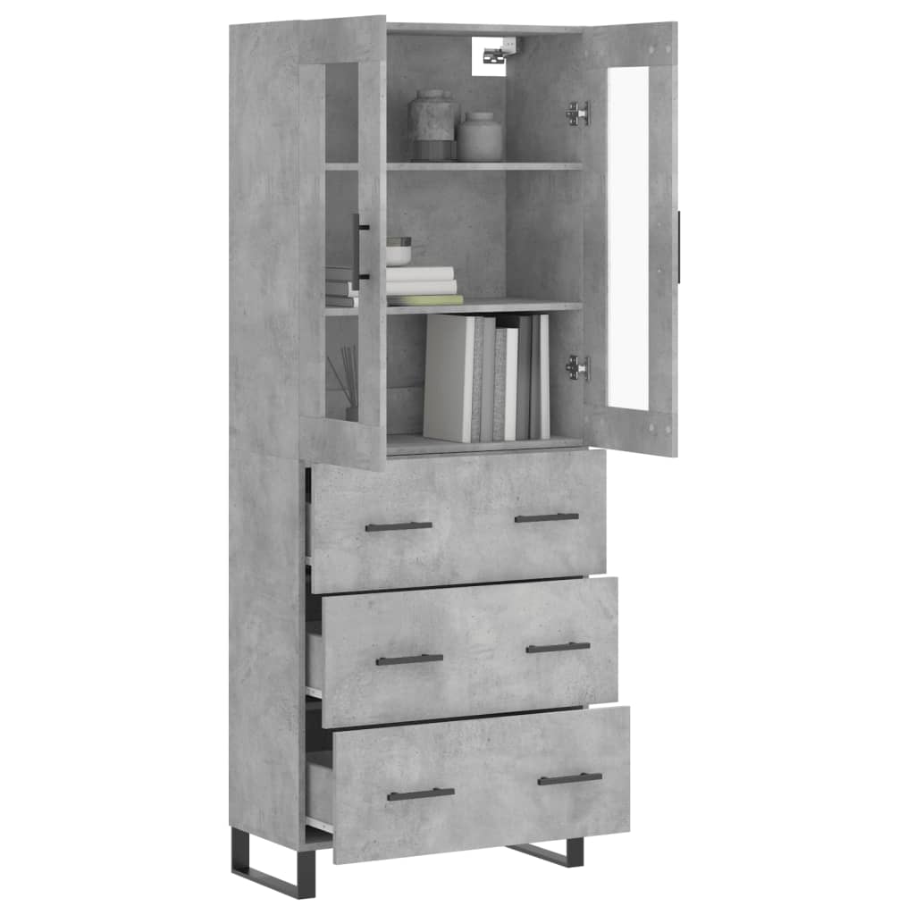 Hoge Kast 69,5X34X180 Cm Bewerkt Hout Betongrijs