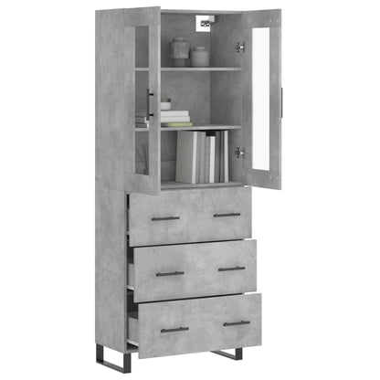 Hoge Kast 69,5X34X180 Cm Bewerkt Hout Betongrijs