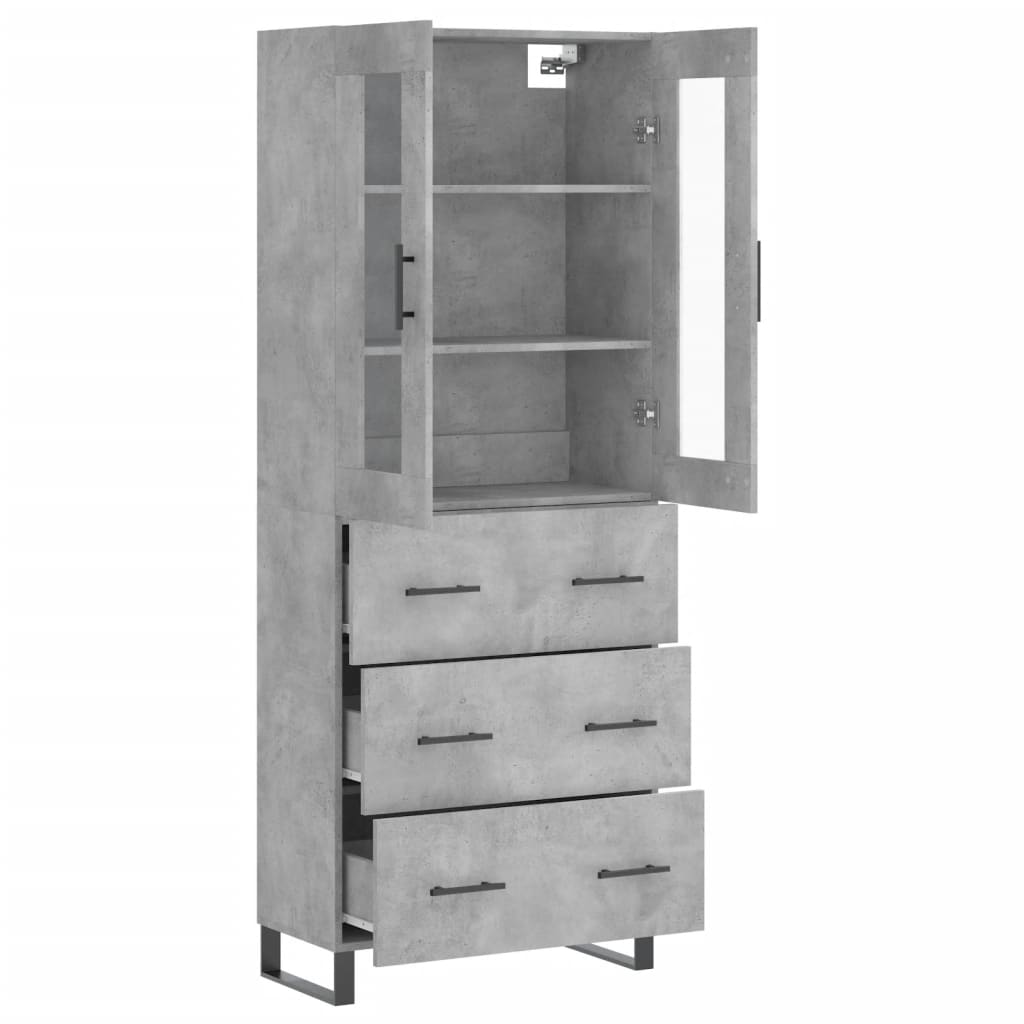 Hoge Kast 69,5X34X180 Cm Bewerkt Hout Betongrijs