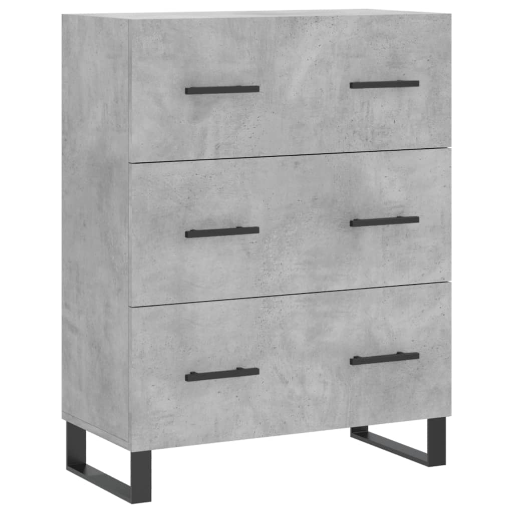 Hoge Kast 69,5X34X180 Cm Bewerkt Hout Betongrijs